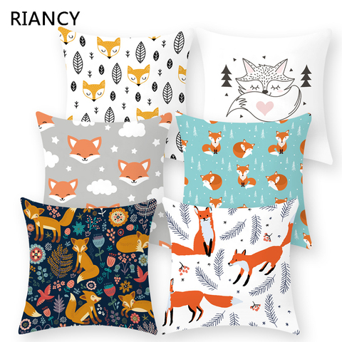 Cartoon Fox Animal Decorative Cushions Pillowcase Polyester Cushion Cover Throw Pillow 45*45 Sofa Decoration Pillowcover 40879 ► Photo 1/6