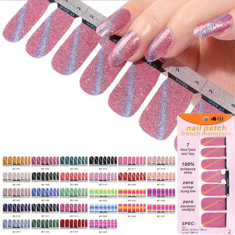 1 Sheet Nail Art Stickers Glitter Gradient UV Gel Polish Nail Wraps Strips Full Cover Nail Polish Stickers Decals Manicure Tool ► Photo 1/6