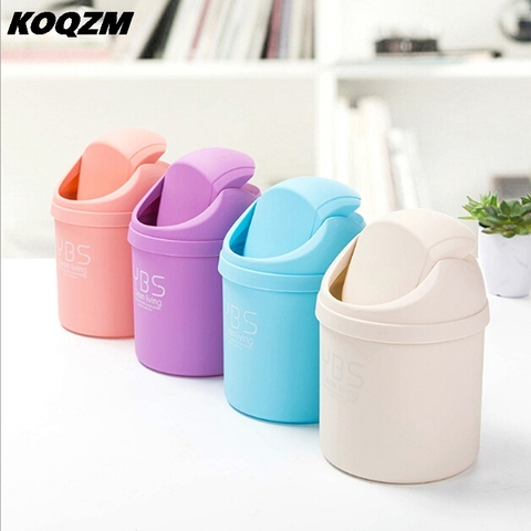 Mini Waste Bin Desktop Storage Box Home Garbage Basket Container Table Trash Can Swing Cleaning Barrel Desk Organizer Storage ► Photo 1/6