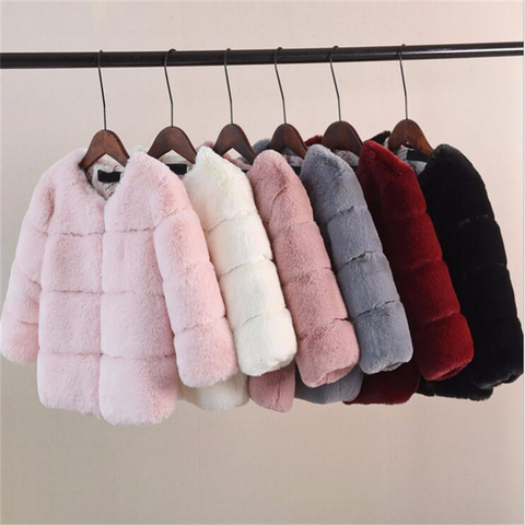 Girls Fur Jacket for Children Tops Clothes 2022 New Baby Kids Jackets Warm Thicken Coat Solid Color Boys Faux Fur Outwear Coat ► Photo 1/6