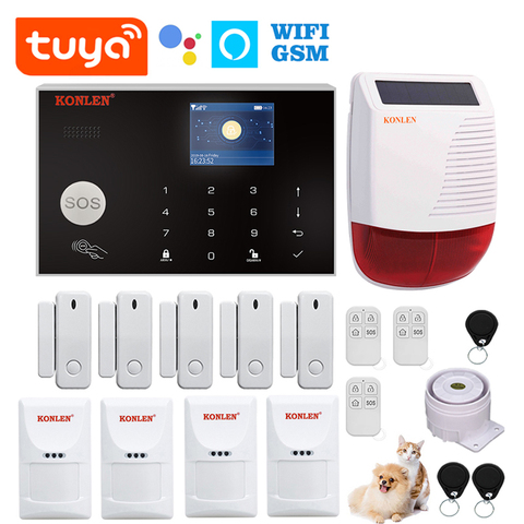 KONLEN WIFI Tuya Smart GSM Alarm System For Home Security Wireless Wired Sensor Compatible With Google Assistant Alexa IP Camera ► Photo 1/6
