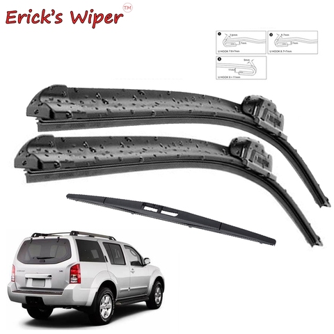 Erick's Wiper Front & Rear Wiper Blades Set For Nissan Pathfinder R51 2005 - 2012 Windshield Windscreen Window 24