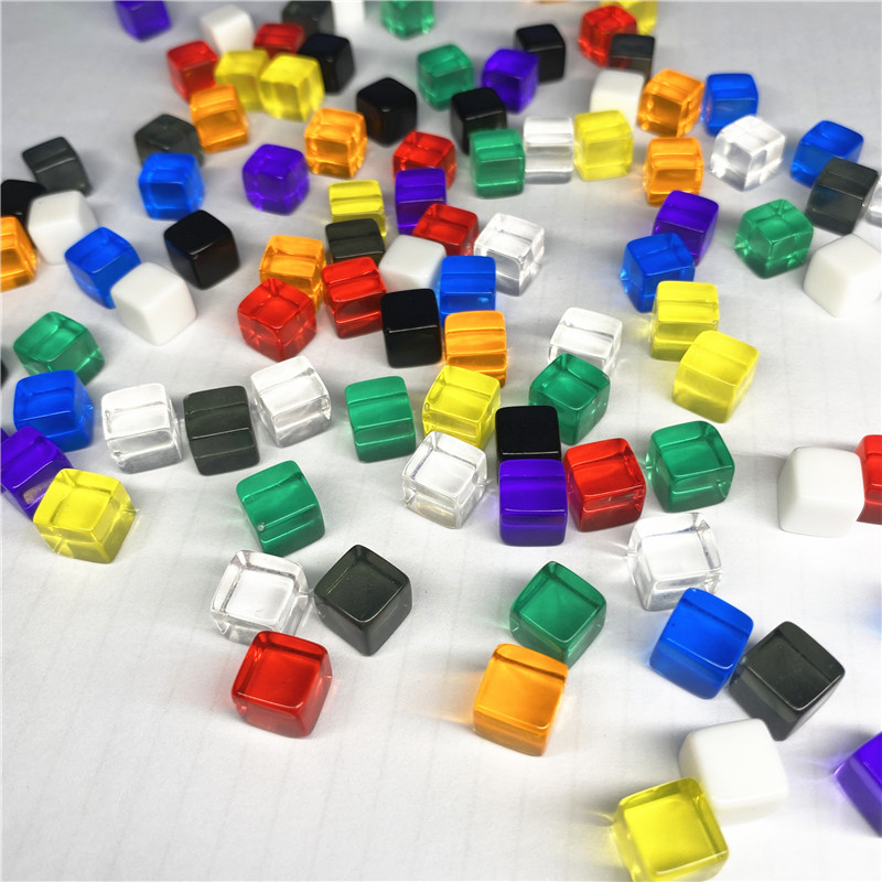 100Pcs Transparent Cube Corner Colorful Crystal Dice Chess Piece For Puzzle Game