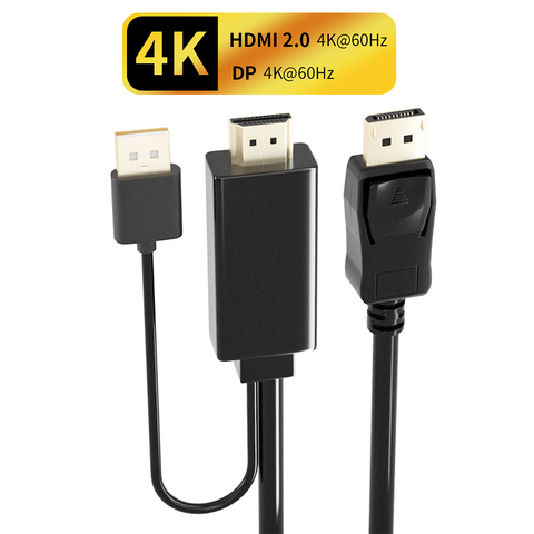 HDMI 2.0 to Displayport cable PS5 4K 60Hz HDMI to Dp 4K 60Hz converter adapter cable for PS4PC laptop HDMI in DP out ► Photo 1/6