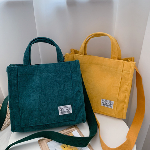 Canvas Corduroy Crossbody Shoulder Bags for Women2022 Daily Shopping Purse Handbag Female Casual Travel Shopper Wallet Phone Bag ► Photo 1/6