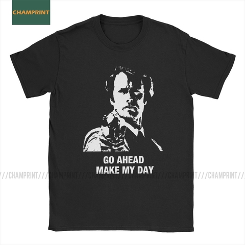 Go Ahead Make My Day Dirty Harry Clint Eastwood T-Shirts Men Make My Day Cotton Tees Short Sleeve T Shirts 6XL Tops ► Photo 1/6