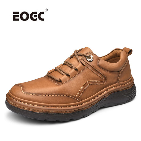 Retro Style Outdoor Men Shoes Top Quality Natural Leather Casual Shoes Flats Platform Lace Up Wear-resistant Shoes Men ► Photo 1/6