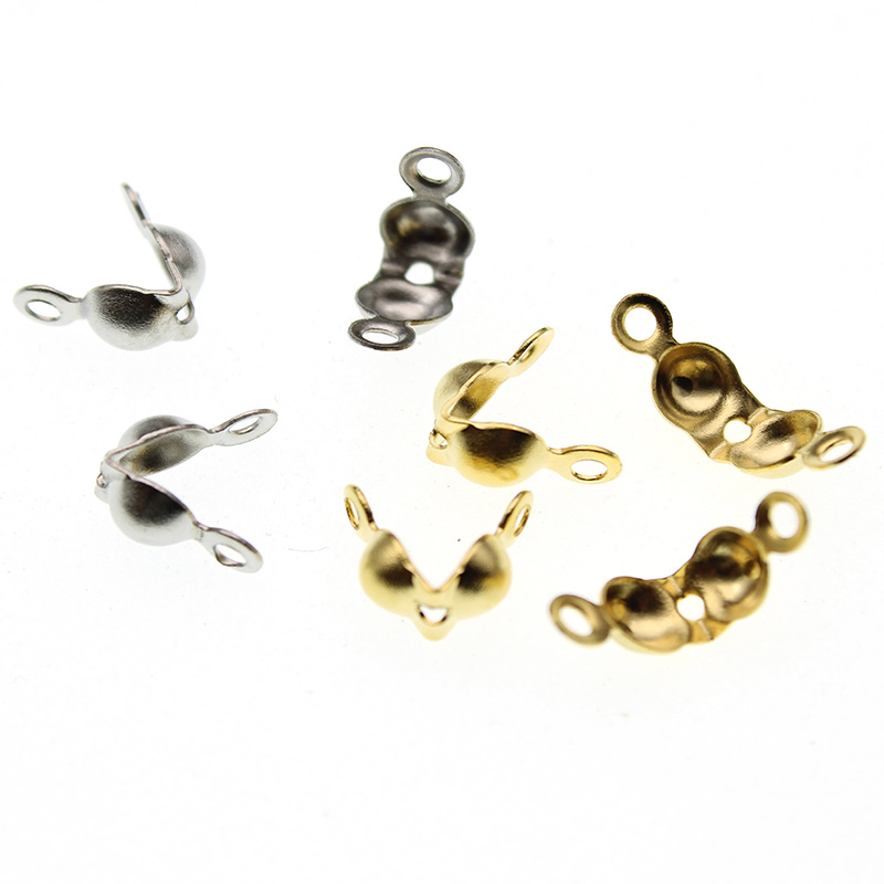 50pcs Stainless Steel Cords Crimp End Beads Caps DIY Bracelet Jewelry Connectors