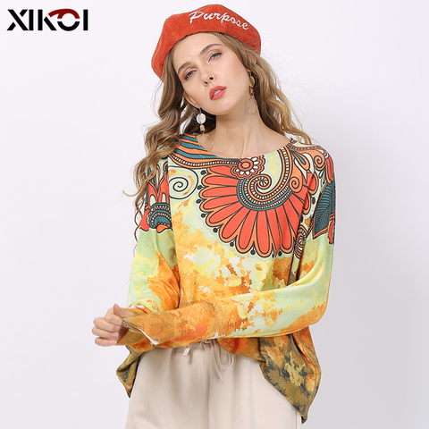 New XIKOI Winter Retro Print Sweater Women Pullovers Knitted O-Neck Jumper Women Oversized Warm Sweaters High Elastic Pull Femme ► Photo 1/6