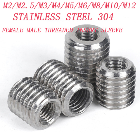 M2-M12stainless steel 304 inside outside thread Adapter screw wire thread insert sleeve Conversion Nut Coupler Convey 1216 ► Photo 1/6