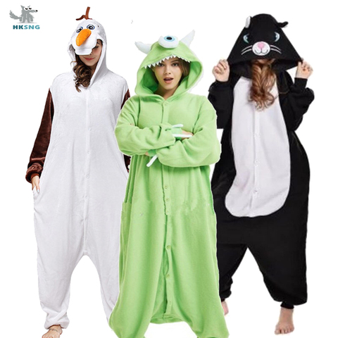 HKSNG Winter Adult Animal Mike Duck Onesies Shark Cat Fox Kigurumi Pajamas Cartoon Costumes Jumpsuits Christmas Hooded ► Photo 1/6