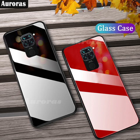 Auroras For Redmi Note 9 Tempered Glass Case with Soft Frame Shockproof Back Cover For Redmi Note 9 Pro 9S Case Funda ► Photo 1/6