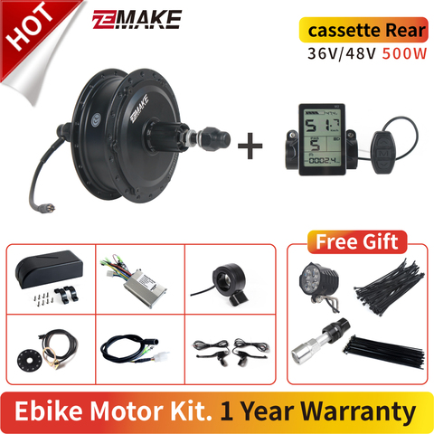 Ebike Motor Kit High Speed Brushless Gear Hub 36V 48V 350W 500W Electric Bike Conversion  Front Cassette Rear ZEMAKE ► Photo 1/5