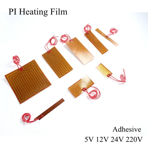 5V 6V 12V 24V 220V Polyimide Heater PI Heating Film Plate Electric Heated Panel Pad Mat Electrotherma Flexible Adhesive Foil Oil ► Photo 1/6
