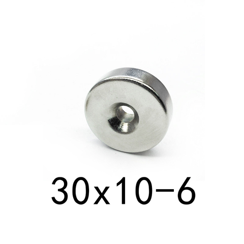 1/2/5/pcs  30x10-6mm Powerful Magnets 30*10 mm Hole 6mm Permanent Round Countersunk Neodymium Magnetic Magnet  30x10-6mm ► Photo 1/4