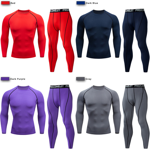 Men's Compression Sportswear Suit GYM Tight Clothes Yoga Sets Workout Jogging MMA Fitness Clothing Tracksuit Pants Sporting ► Photo 1/6