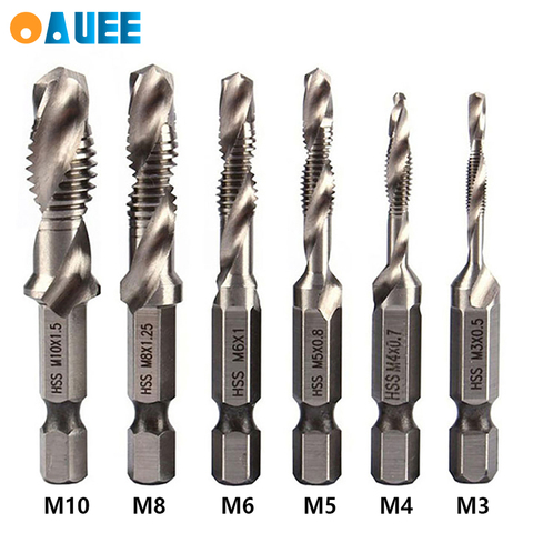 6pcs Titanium Plated Hex Shank HSS Screw Thread Metric Tap Drill Bits Screw Machine Compound M3 M4 M5 M6 M8 M10 drill bit tools ► Photo 1/6