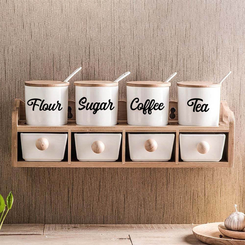 Creative Kitchen Vinyl Stickers Decor For Kitchen Seasoning Box Ceramic Mug Decoration Home Decor Removable waterproof Sticker ► Photo 1/6