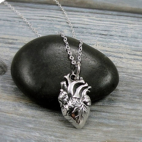 Anatomical Heart Alloy Plated Anatomical Heart Charm on A Cable Chain Necklace ► Photo 1/6