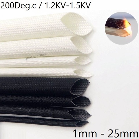2M/5M Cable Sleeve 1mm - 25mm Fiberglass Insulated Soft Braided Chemical Glass Fiber Tube High Temperature Pipe Wire Wrap ► Photo 1/6