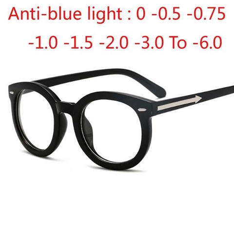 Black Round Eyewear Women Retro Big Optical Arrow Glasses Myopia Men Clear Lens  -0.5 -1.0 -1.5 -2.0 -2.5 To -6.0 ► Photo 1/6