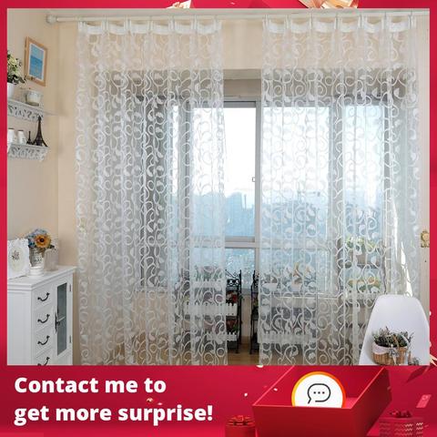 NAPEARL 1 PC American Style Jacquard Floral Design Window Curtain Sheer for Bedroom Tulle Fabric Living Room Modern Ready Made ► Photo 1/6