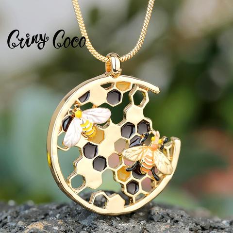 Cring Coco Luxury Bee Honey Pendant Necklace Handmade Designer Gold Chains Choker Necklaces for Women Female Mothers' Day Gift ► Photo 1/6