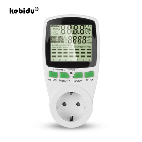 kebidu Newest Digital LCD Socket Energy Electricity Power Meter EU Plug Wattmeter Wattage Kwh Voltage Current Meter ► Photo 1/6