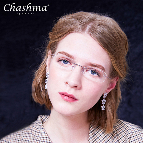 ENW Titanium Glasses Frames Women Eyeglasses Rimless Optical Prescription Eyewear ► Photo 1/6