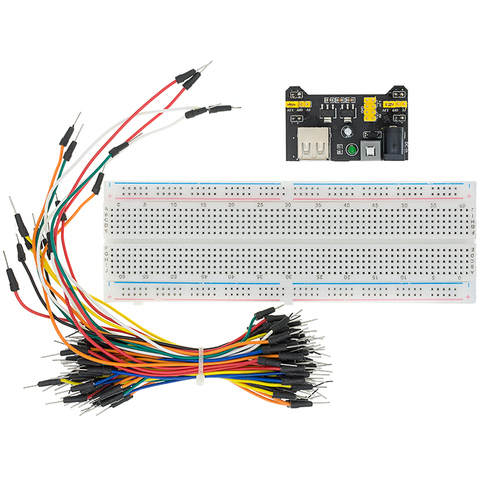 with box 3.3V/5V MB102 Breadboard power module+ MB-102 830 points Prototype Bread board for kit +65 jumper wires ► Photo 1/6