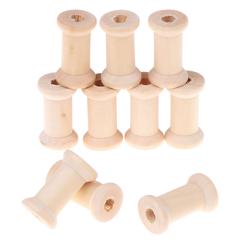 10Pcs Wooden Bobbins Spools Reels Vintage Style Organizer For Sewing Ribbons Twine Wood Crafts Tools Thread Wire Tools ► Photo 1/6