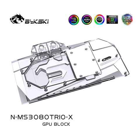 Bykski Watercooler For MSI Geforce RTX 3080 GAMING X TRIO 10G OC ,3090 24G ,Full Cover Water Block, N-MS3080TRIO-X ► Photo 1/6