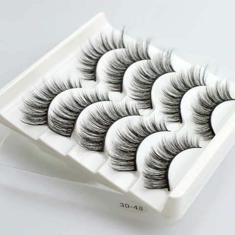 QSTY 5 Pairs 3D Mink Hair False Eyelashes Thick Curled Full Strip Lashes Eyelash Extension Fashion Women Eyes Makeup ► Photo 1/6