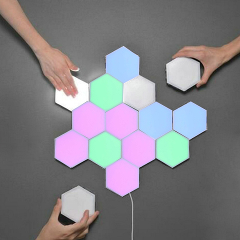 Colorful LED Honeycomb Quantum Hexagon Wall Lamp With Touch Sensitive For Bedroom Living Room Stair Loft DIY Decor Night Light ► Photo 1/6