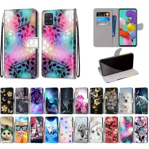 A01 Case on for Etui Samsung Galaxy A01 A21 A51 A71 A81 A91 Case 3D Cartoon Leather Flip Cover for Samsung Note 10 S10 Lite Casa ► Photo 1/6