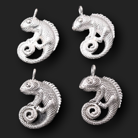 4pcs Silver Plated Metal Chameleon Charm Alloy Pendant Fashion Earrings Necklace DIY Handmade Jewelry Findings 35*27mm A1075 ► Photo 1/3