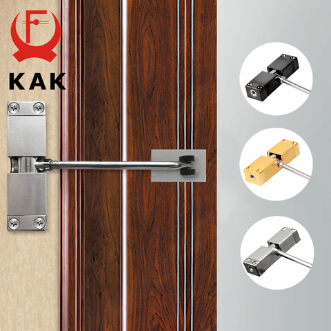 KAK New Stainless Steel Automatic Door Closer Adjustable Speed Door Closing Device 40KG Black Gold Furniture Door Hardware ► Photo 1/6