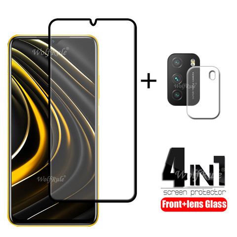 4-in-1 For Xiaomi Poco M3 Glass For Poco M3 Screen Protector HD Tempered Glass For Redmi Note 8 9 Pro Poco X3 NFC M3 Lens Glass ► Photo 1/6