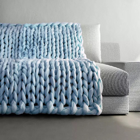 Hand Chunky Knitted Blanket Fashion Chunky Hand-Woven Coarse Carpet Wool Blanket  Home Textile Knitted Soft  Blanket ► Photo 1/5