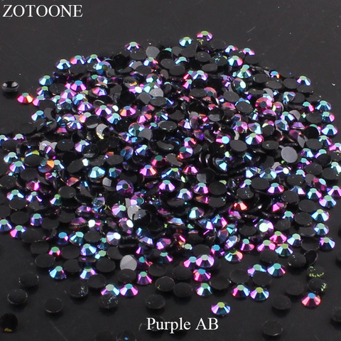 ZOTOONE FlatBack Non HotFix Resin Nail Art Black AB Rhinestones Strass Crystal Applique Glue On Stones For Clothes Decoration E ► Photo 1/1