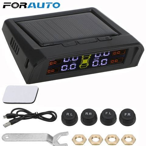 USB or Solar Charging Car TPMS Tire Pressure Monitoring System HD Digital LCD Display Auto Alarm tool Wireless 4 external Sensor ► Photo 1/6