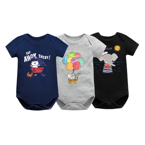 Newborn Bodysuits Baby Girl Clothes Summer Short Sleeve Cute Cartoon Pink Print Infant Clothing ► Photo 1/6