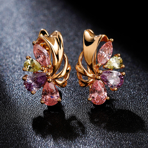 Hanreshe Crystal Stud Earrings Wedding Girl Earrings Copper Vintage Jewelry Minimalist Golden Earring Female Accessories Gift ► Photo 1/4
