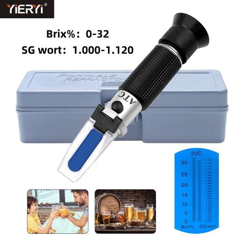 RSG-32ATC hand held SG 1.000-1 .120 Beer Refractometer 0-32% Brix Reference Temperature 20C Dual Scale with Plastic Retail Box ► Photo 1/6