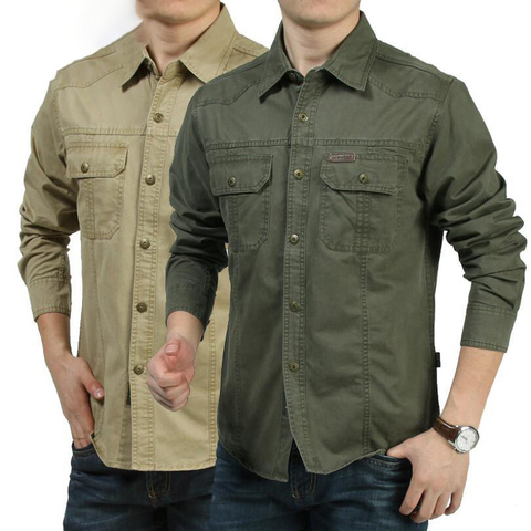 2022 Summer Casual Shirt Men Plus Size M-6XL Military Shirt Male Long Sleeve High Quality 100% Cotton Camisa Social Masculina ► Photo 1/6