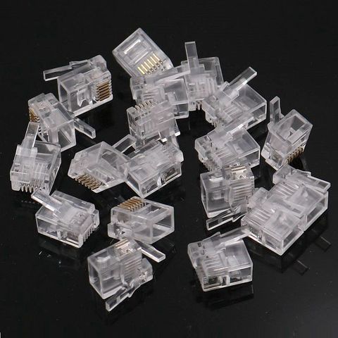 50PCS/lot RJ11 RJ12 Connector 6P6C Right Buckle Cable Plug DIY EV3 NXT Cable Plug Crystal Head ► Photo 1/6