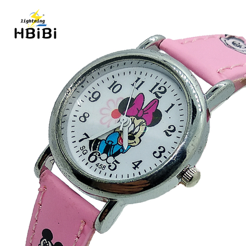 2022 New listing ! Hot Sell Cartoon kids Watches Children Boys Girls Clock Minnie Watch Casual Leather Women Quartz Wristwatches ► Photo 1/6