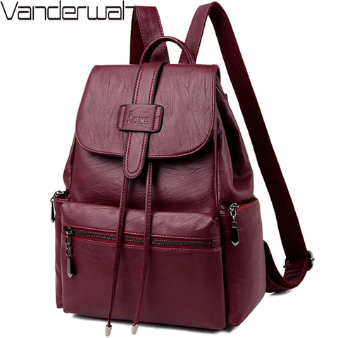 2022 Leather Backpacks Women Casual Back pack Sac a Dos Femme Travel Backpack school bags for teenage girls mochila feminina ► Photo 1/6