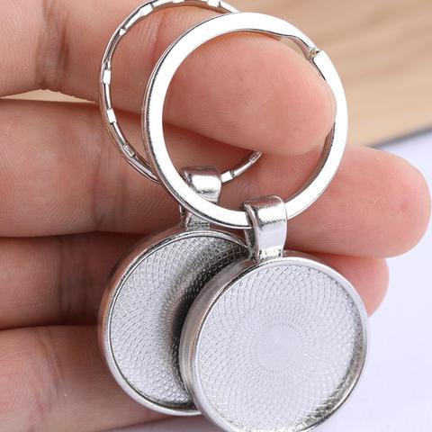 5pcs double side 25mm cabochon keychain base settings diy blank key chain bezel trays for jewelry making ► Photo 1/6