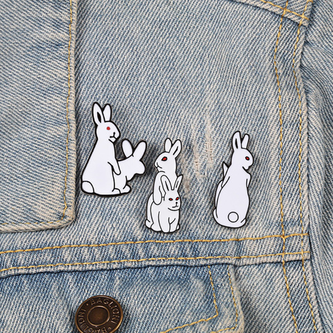 Cute Animal Brooch Evil White Rabbit Cartoon Enamel Pins Bag Clothes Button Lapel Pin Badges Jewelry Funny Gift for Best Friends ► Photo 1/6